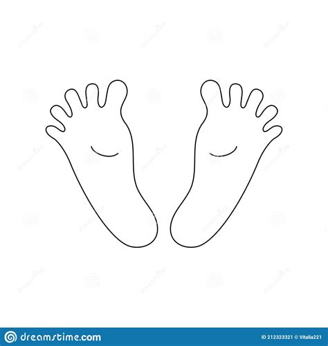 Pair People Foot Line Human Footprints Barefoot Outline Symbol Stock