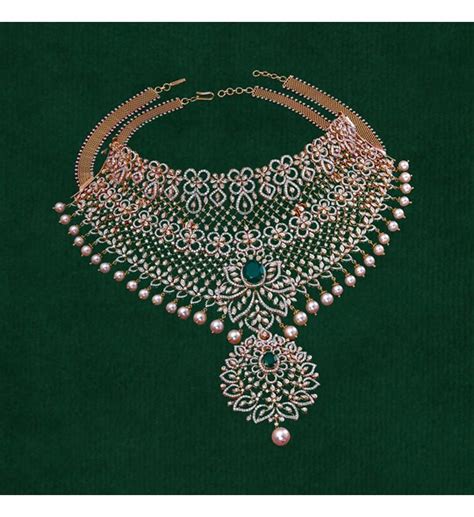 Diamond Bridal Choker Necklace In Yellow Gold Krishna Jewellers Pearls And Gems