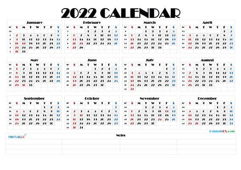 2022 Full Year Calendar Printable Printable Calendar 2023