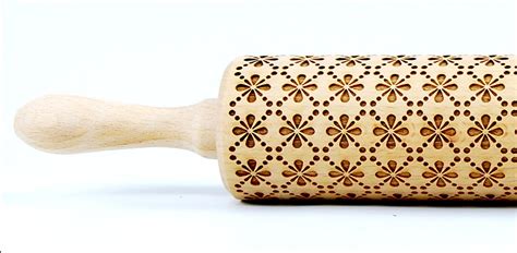 No R020 Floral Pattern Embossing Rolling Pin Engraved Rolling Pin