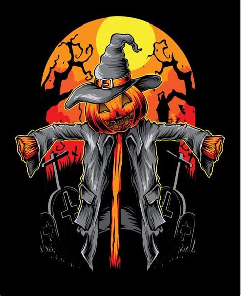 Scarecrow Vector Pumpkin Scary Scarecrow Halloween Scarecrow