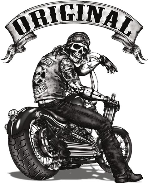 Biker Skull Biker Png Download Motorcycle Drawing Biker Art Bike Art