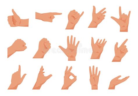 Hand Gestures Flat Collections Of Arms Showing Different Gestures