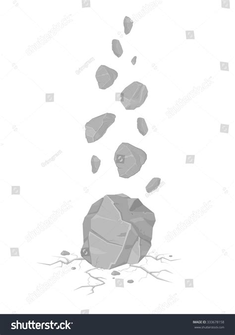 A Vector Illustration Of Rocks Falling And Cracking The Ground Leaving