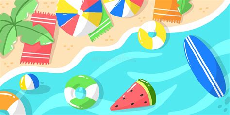 Fun Summer Party At Sandy Beach Doodle Illustration Stock Vector