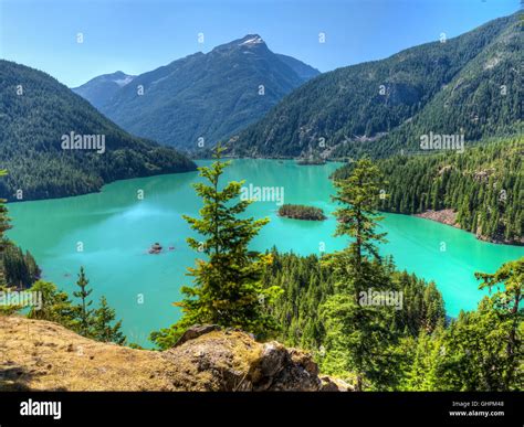 Turquoise Diablo Lake Seen From The Diablo Lake Overlook In North