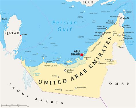Map Of The United Arab Emirates Dubai Highlighted Political Map Of