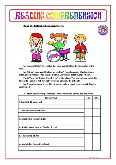 Print free reading comprehension workbooks kids will want to read, for second through sixth grades. READING COMPREHENSION worksheet - Free ESL printable ...
