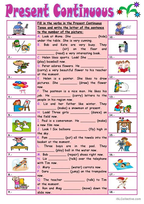 Present Continuous English Esl Worksheets For Distance Learning And D8b