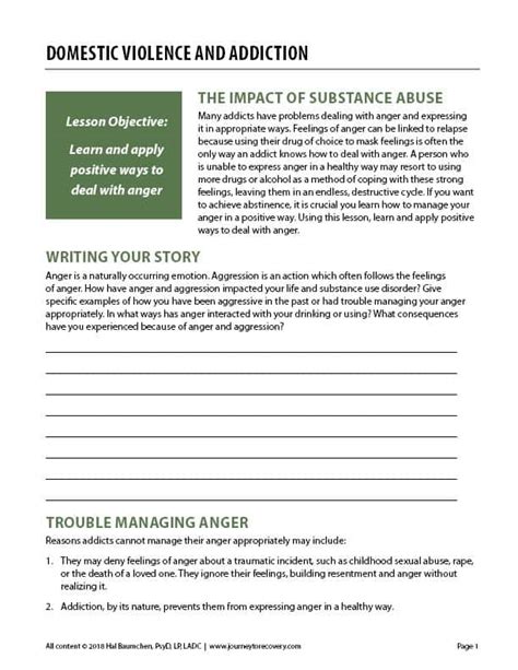 Domestic Violence And Addiction Cod Worksheet Journey To Recovery