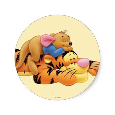 Tigger And Roo Classic Round Sticker Disney Sticker Cute Winnie The Pooh Tigger