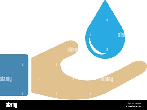 Saving Water Icon Or Symbol With Human Hand And Waterdrop Vector