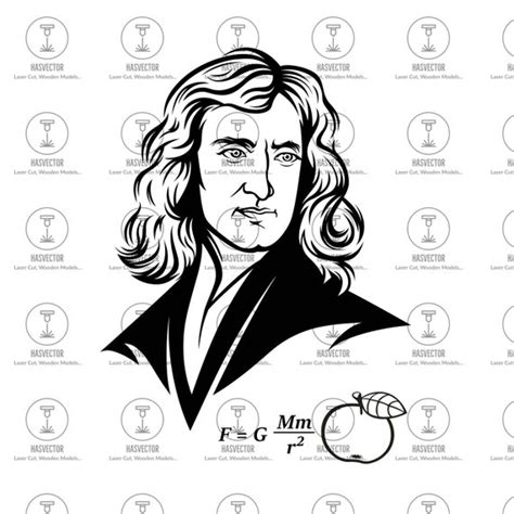 Isaac Newton Vector Art Illustration Design For Engraving Etsy