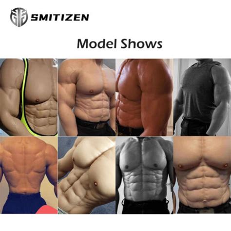 Smitizen Updated Silicone Fake Chest Muscle Body Suit Abdomen Cosplay