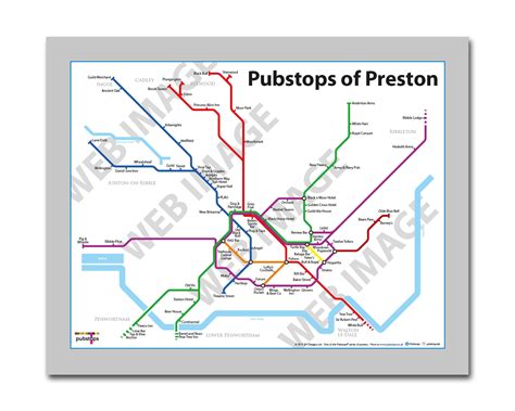 Pubstops Of Preston The Original Pub Map Etsy Uk