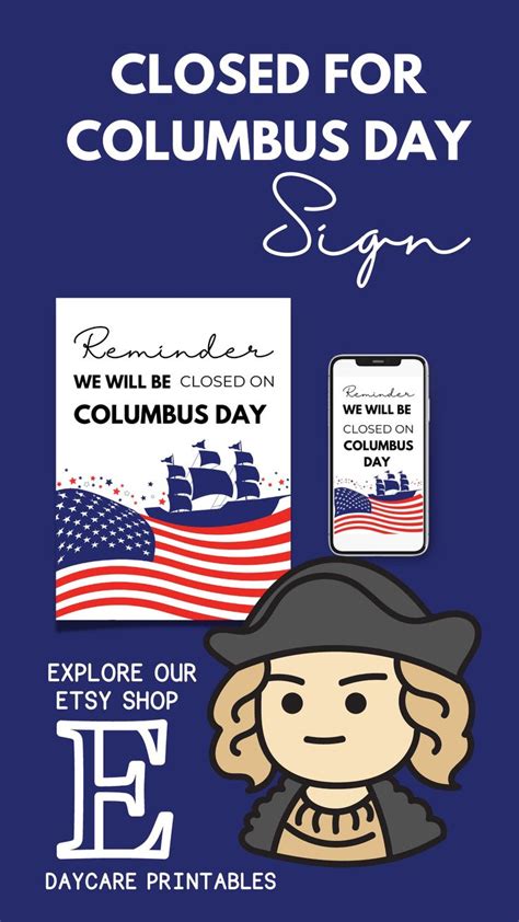 The Columbus Day Sign With An Image Of A Womans Face And Flag On It