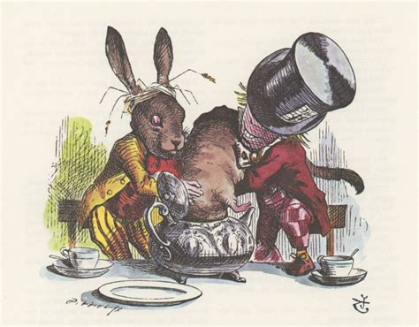 Mad Hatter And March Hare Stuff Mouse Into Tea Pot By Kingpaper Alice