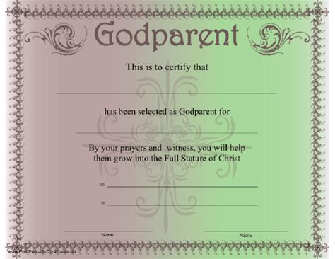 This Printable Certificate Certifies The Selection Of A Christian Or