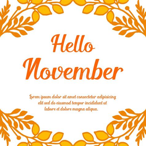 Template Hello November Autumn With Bright Leaves Frame Vector Stock