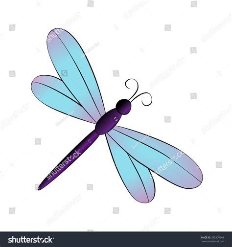 Vector Cartoon Dragonfly On White Background Vectores En Stock