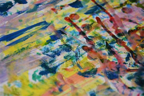Blue Violet Yellow Red Paint White Wax Watercolor Abstract Background