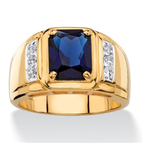 Men S Sapphire Ring Carat Emerald Cut Sapphire Etsy