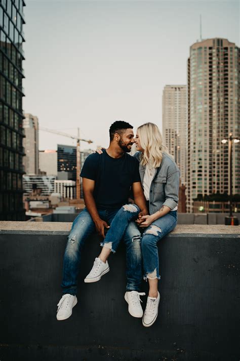 Rooftop Couples Photos Downtown Engagement Photoshoot Couple