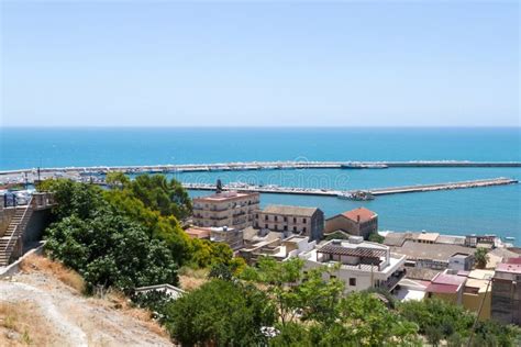 View From Top Port Of Sciacca Sicily Agrigento Stock Photo Image