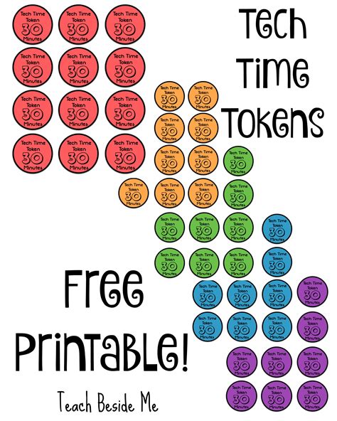 FREE Printable Tech Time Tokens | Tech time, Screen time chart, Screen time rules