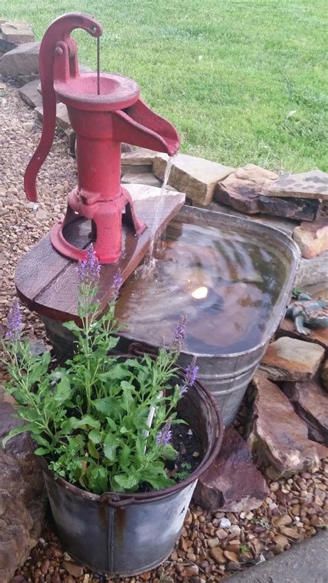 Galvanized Metal Wash Tub And Water Pump Turned In To A Neat Water