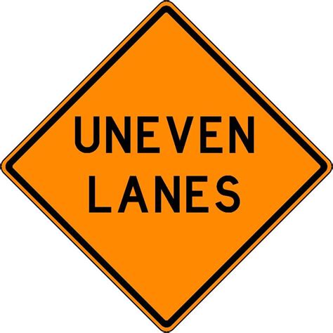 Mutcd W8 11 Orange Uneven Lanes Sign3m Reflective Sheeting