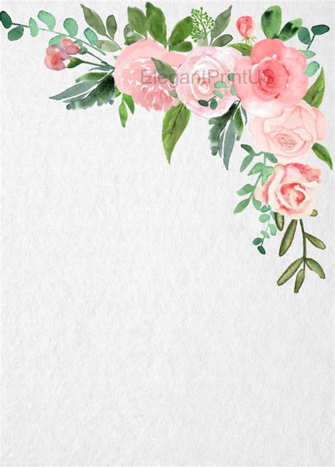 Blush Pink Roses Clip Art Corner Arrangement Roses Greenery Etsy UK