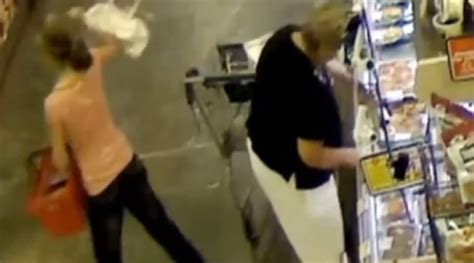 Grocery Store Surveillance Captures Scary Moment Man Sneaks Up On
