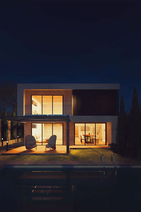 Pin By Keyshot On Sfi Exterior Rendering Night Architecture House