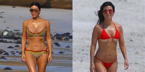 Kim And Kourtney Kardashian Wear Tiny Bikinis On The Beach In Mexico