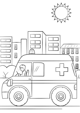 Top 25 truck coloring pages: Cartoon Ambulance Car coloring page | Free Printable ...