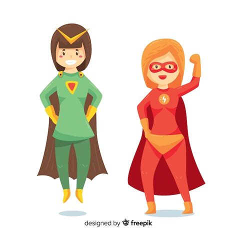 Free Vector Collection Of Female Superhero Characters In Cartoon Style