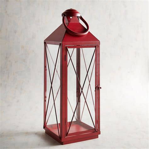 Bennett Large Red Metal Lantern Metal Lanterns Large Outdoor