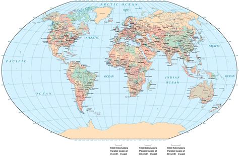 World Map Europe Africa Centered Winkel Tripel Projection