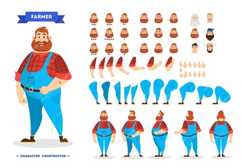 Premium Vector Male Farmer Character Set For The Animation