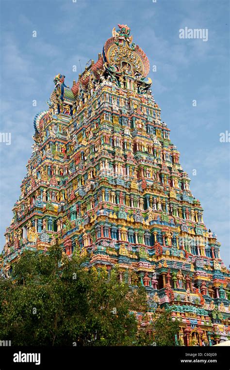 Multi Coloured Gopuram Sri Meenakshi Temple Madurai Tamil Nadu South