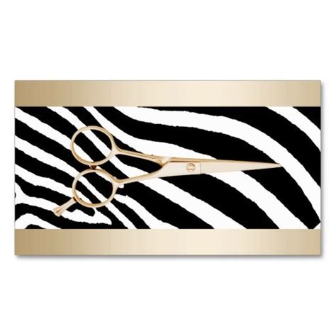 Hair Stylist Gold Scissor Classy Zebra Stripes Business Card Zazzle