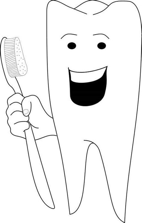 Happy Tooth In Dental Health Coloring Page Happy Tooth In Dental