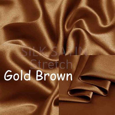 Embroidery 19mm Silk Stretch Satin Fabric Golden Color Thick Elastic