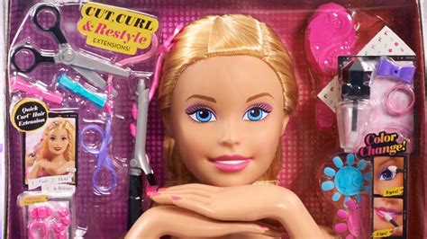 barbie color cut and curl deluxe styling head barbie toy unboxing and review youtube