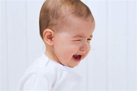 Crying Beautiful Baby On White Background Stock Image Image Of Pain