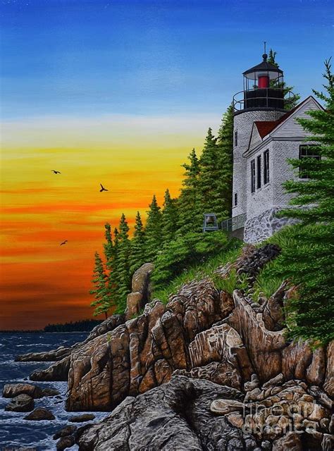 Bass Harbor Lighthouse Painting By David Bolinsky Fine Art America
