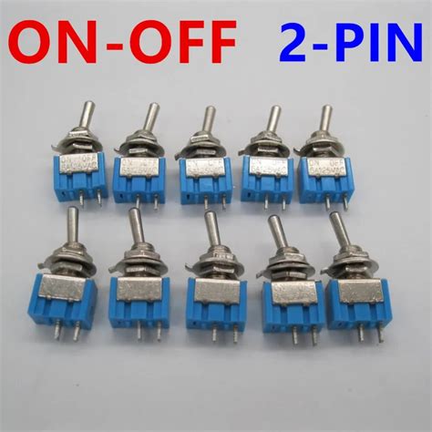 10pcs Mts 101 2 Pin Spst Touch On Off 6a 125v Toggle Switch Mini