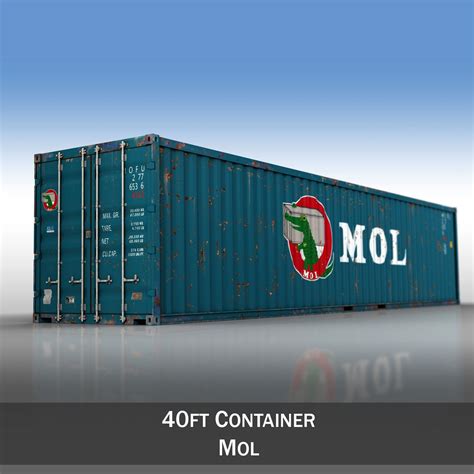 40ft Shipping Container - MOL 3D Model - FlatPyramid in 2020 | Shipping container, 40ft shipping 