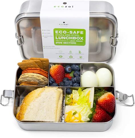Ecozoi Leak Proof Extra Long Stainless Steel 5 Compartment Eco Lunch
